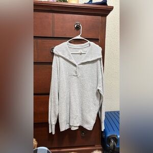 Aerie Light Gray Cowl Neck Sweater